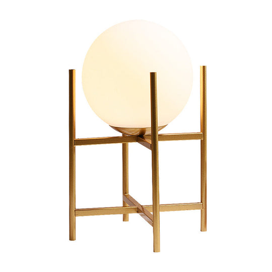 Modern Black/Gold Study Desk Lamp with Opal Glass Shade - Perfect for Reading