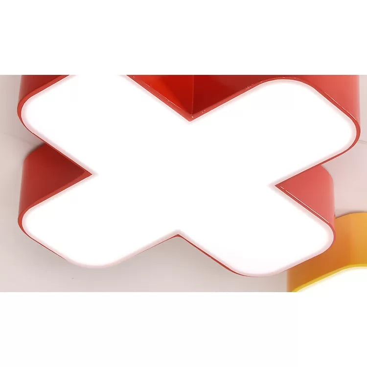 18"/24" Modern LED Acrylic Ceiling Lamp - Plus/Minus/Multiply/Divide Shape, Ceiling Mount Chandelier in Red/Yellow/Blue/Green with Warm/White Light