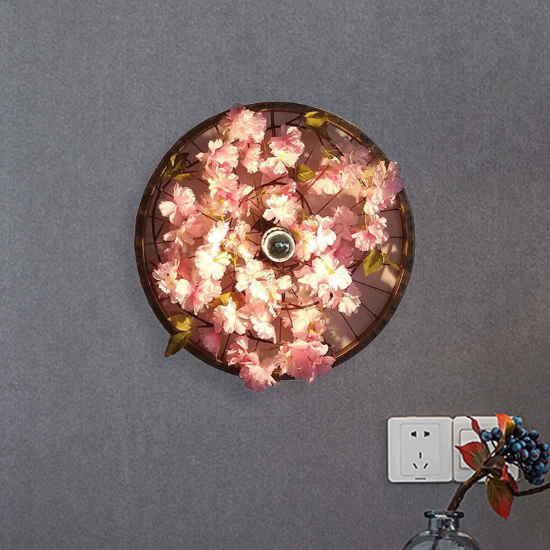 Industrial Restaurant LED Wall Lighting Fixture with Black Metal Wheel Shade, 12.5"/19"/23" Dia.