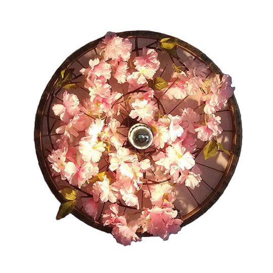 Industrial Restaurant LED Wall Lighting Fixture with Black Metal Wheel Shade, 12.5"/19"/23" Dia.