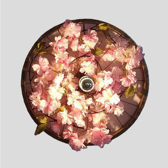 Industrial Restaurant LED Wall Lighting Fixture with Black Metal Wheel Shade, 12.5"/19"/23" Dia.