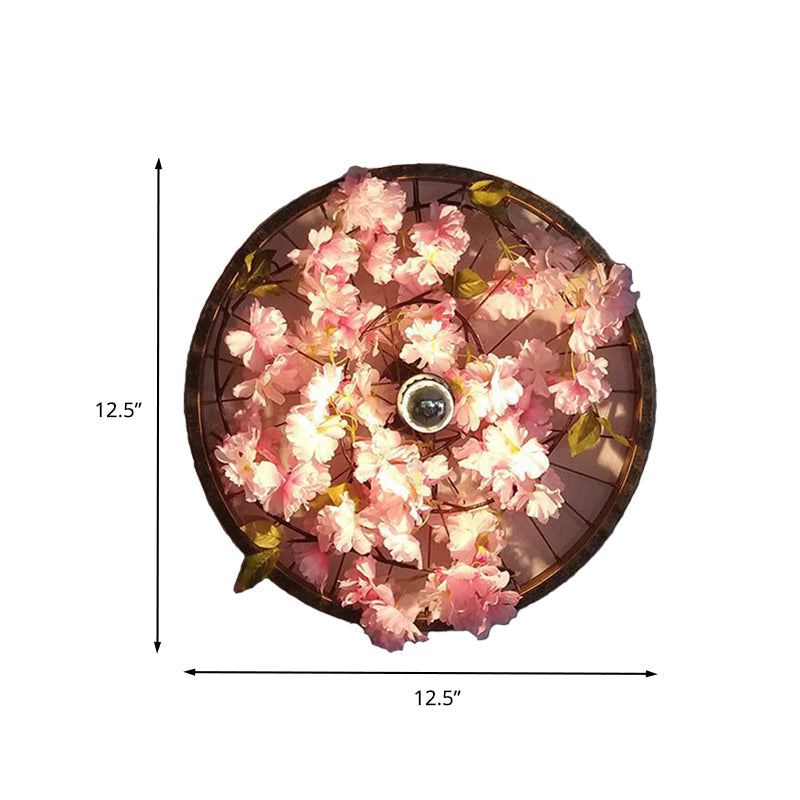 Industrial Restaurant LED Wall Lighting Fixture with Black Metal Wheel Shade, 12.5"/19"/23" Dia.