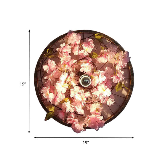 Industrial Restaurant LED Wall Lighting Fixture with Black Metal Wheel Shade, 12.5"/19"/23" Dia.