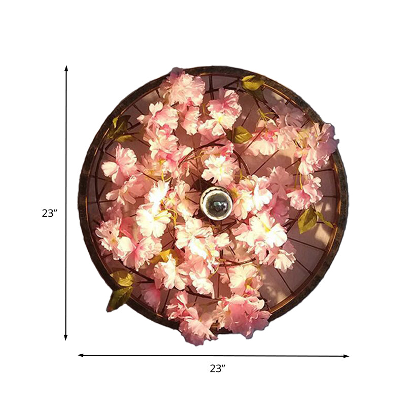 Industrial Restaurant LED Wall Lighting Fixture with Black Metal Wheel Shade, 12.5"/19"/23" Dia.