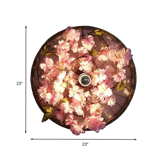 Industrial Restaurant LED Wall Lighting Fixture with Black Metal Wheel Shade, 12.5"/19"/23" Dia.