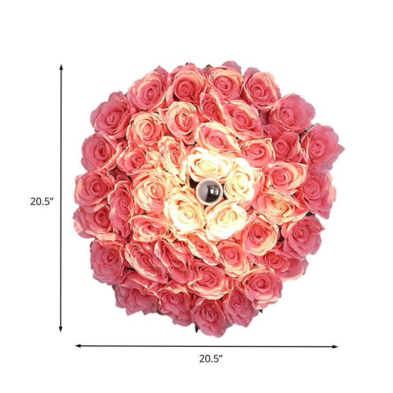 Industrial Metal Rose Sconce - LED Wall Mount Lighting in Pink - Restaurant Light Fixture - 1 Bulb - 12.5"/16.5"/20.5" Dia