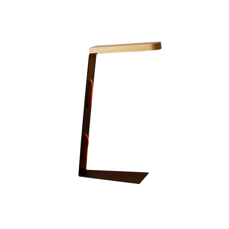 Modern Black Wood LED Study Lamp for Bedroom - Contemporary Straight Book Reading Light