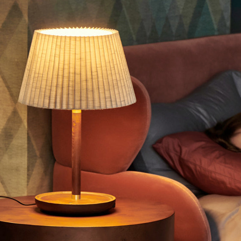 Modern Blue/White Table Lamp with Flared Fabric Shade - Perfect for Living Room