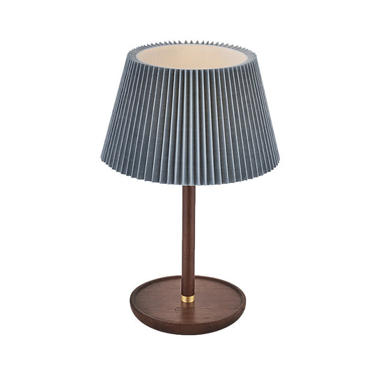 Modern Blue/White Table Lamp with Flared Fabric Shade - Perfect for Living Room