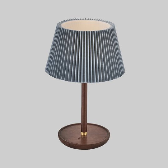 Modern Blue/White Table Lamp with Flared Fabric Shade - Perfect for Living Room