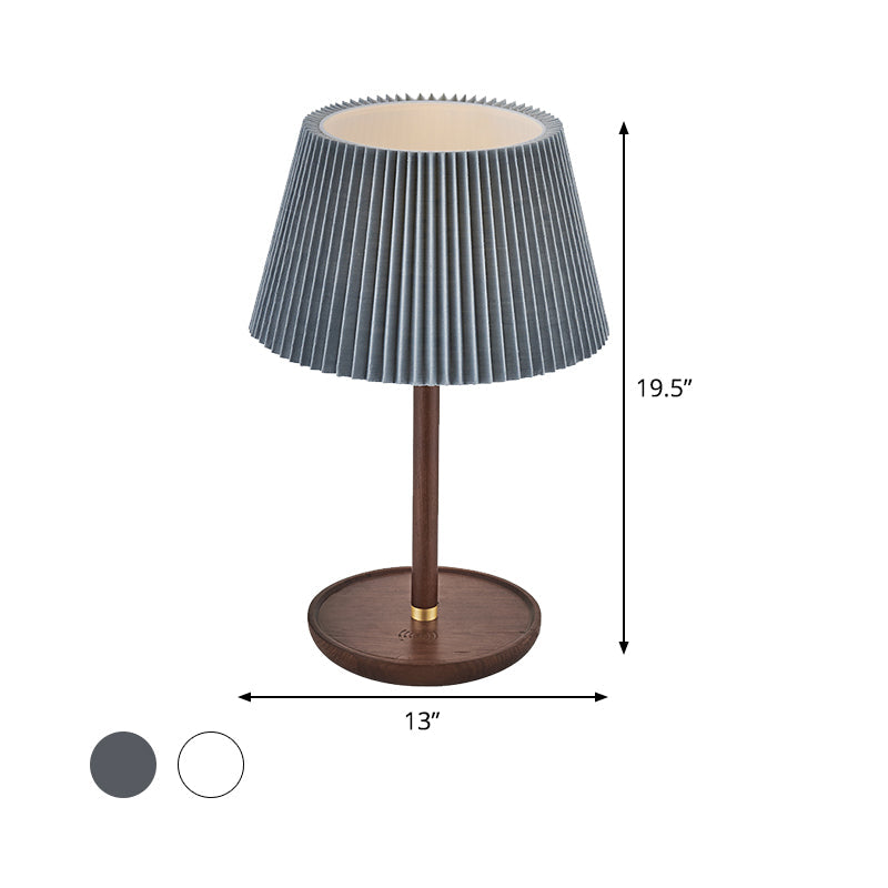Modern Blue/White Table Lamp with Flared Fabric Shade - Perfect for Living Room