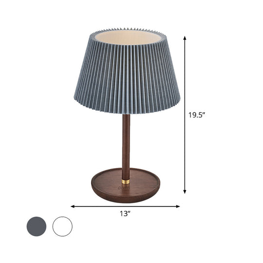 Modern Blue/White Table Lamp with Flared Fabric Shade - Perfect for Living Room