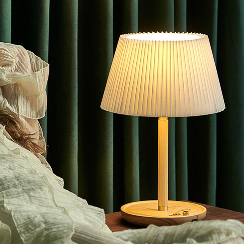 Modern Blue/White Table Lamp with Flared Fabric Shade - Perfect for Living Room