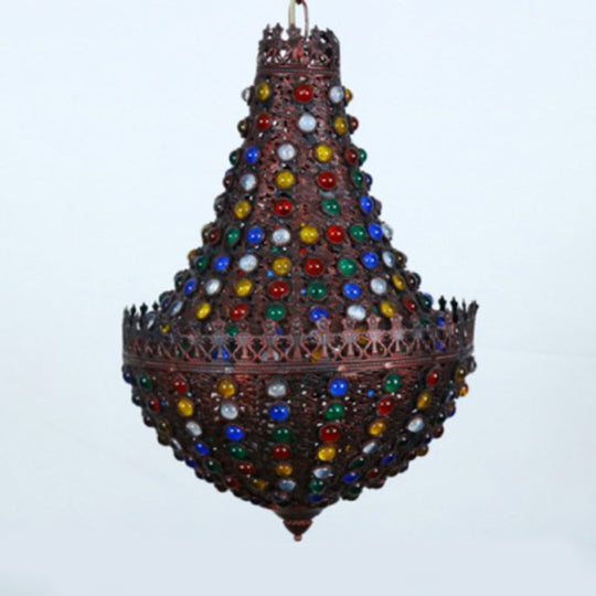 Black Metal Teardrop Chandelier – Decorative Hanging Lamp with 2 Lights