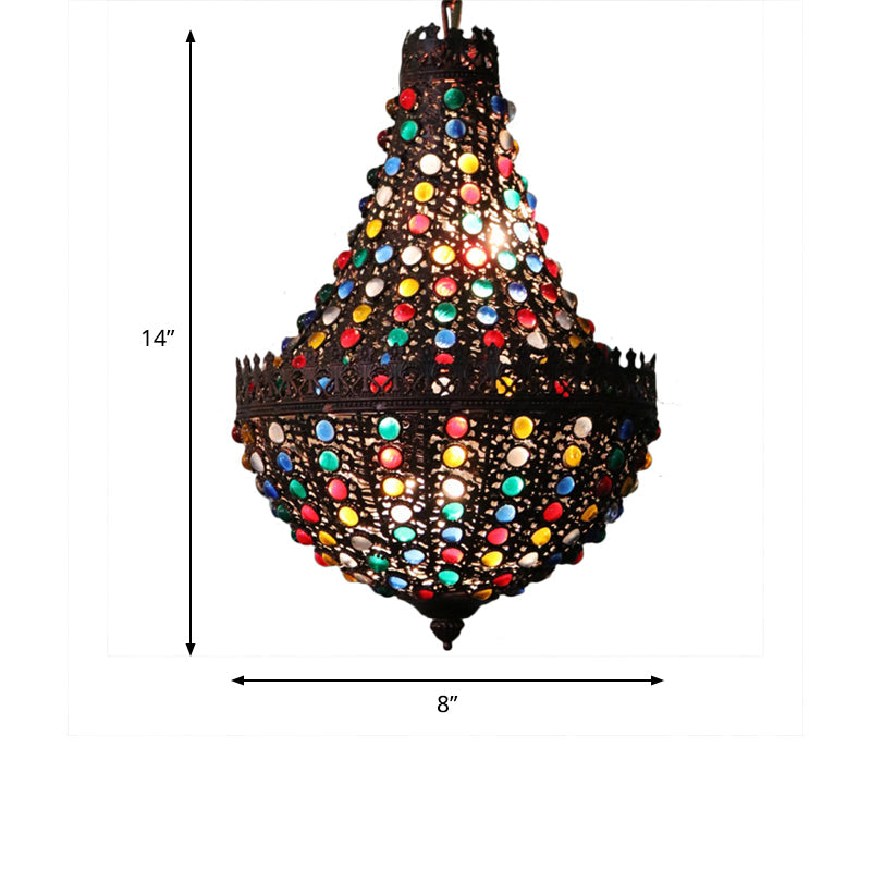 Black Metal Teardrop Chandelier – Decorative Hanging Lamp with 2 Lights