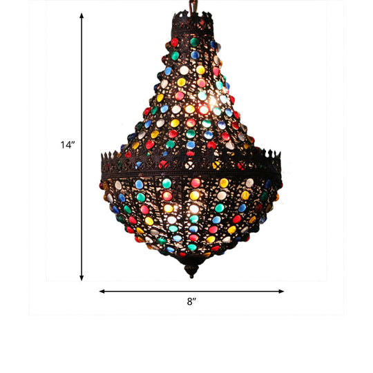 Black Metal Teardrop Chandelier – Decorative Hanging Lamp with 2 Lights