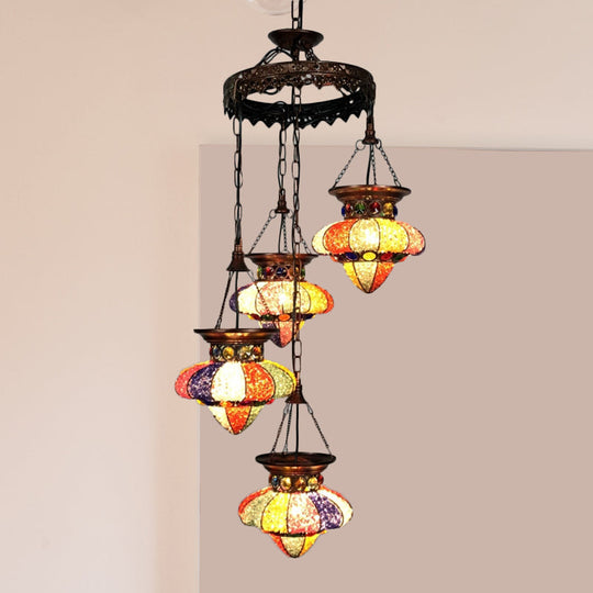 Antique Copper Chandelier: Urn-Shaped Suspension Lighting, 4/6 Lights for Dining Room