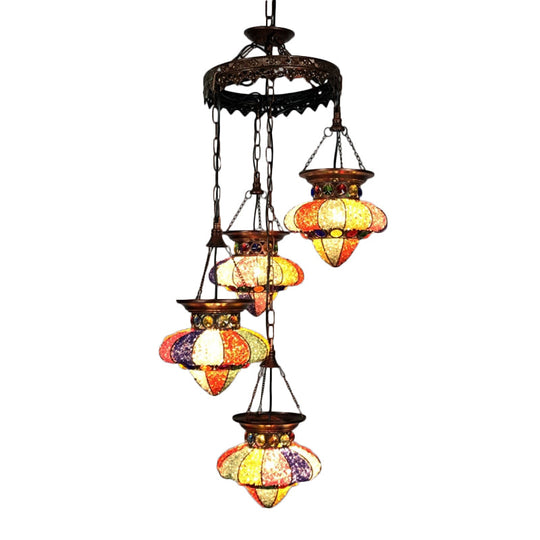 Antique Copper Chandelier: Urn-Shaped Suspension Lighting, 4/6 Lights for Dining Room