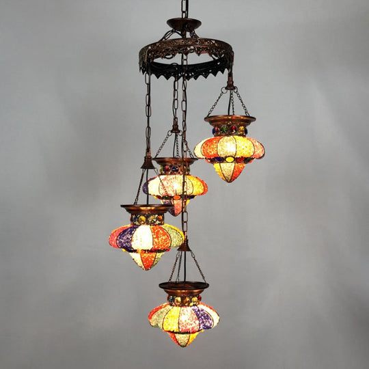 Antique Copper Chandelier: Urn-Shaped Suspension Lighting, 4/6 Lights for Dining Room