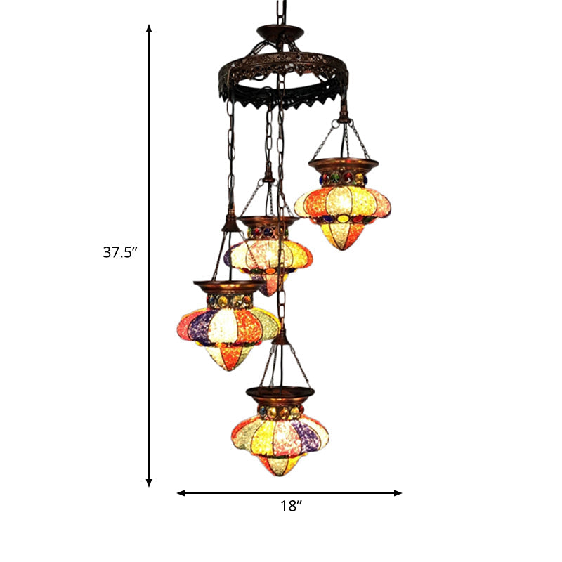 Antique Copper Chandelier: Urn-Shaped Suspension Lighting, 4/6 Lights for Dining Room