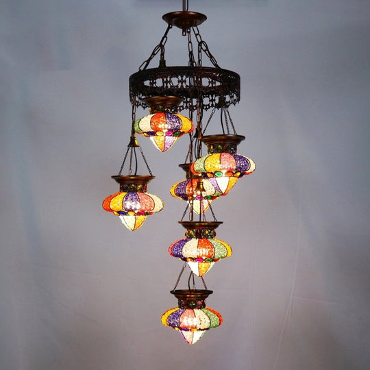 Antique Copper Chandelier: Urn-Shaped Suspension Lighting, 4/6 Lights for Dining Room