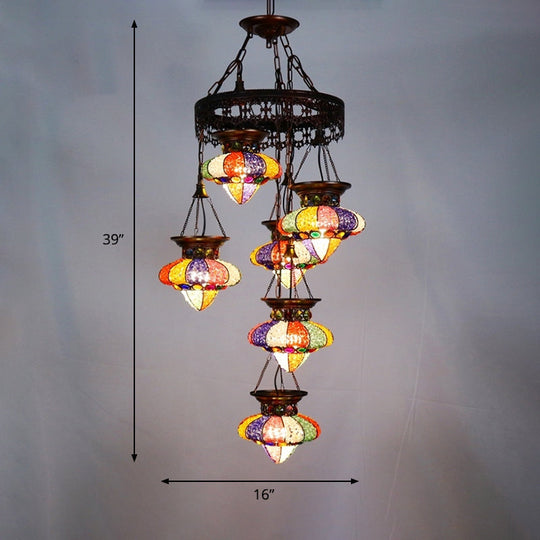 Antique Copper Chandelier: Urn-Shaped Suspension Lighting, 4/6 Lights for Dining Room