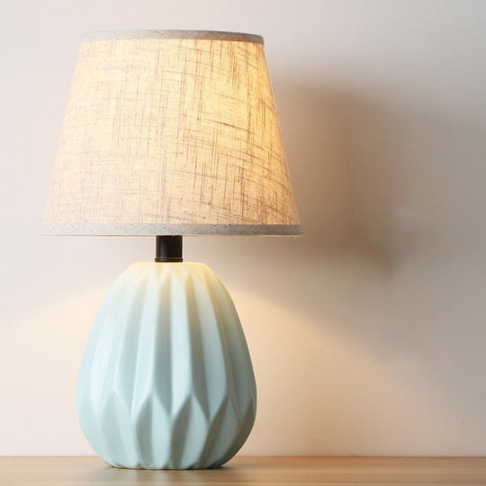 Modern Blue Fabric Reading Light with Conical Shade for Study