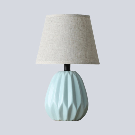 Modern Blue Fabric Reading Light with Conical Shade for Study