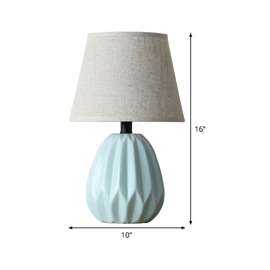 Modern Blue Fabric Reading Light with Conical Shade for Study