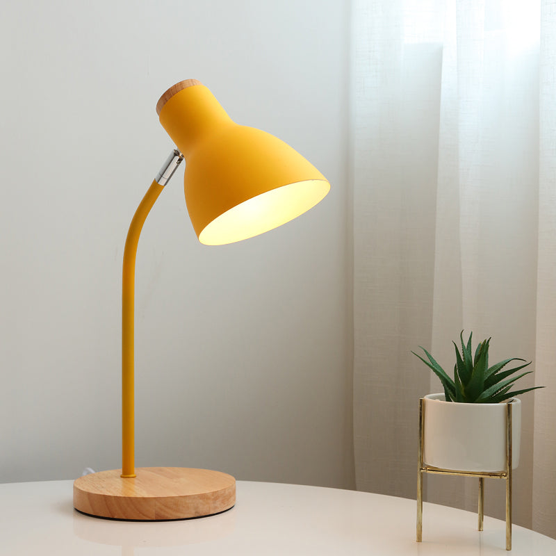 Flare Table Lamp: Macaron Metal 1-Bulb Desk Light in Pink/Yellow with Rotating Node