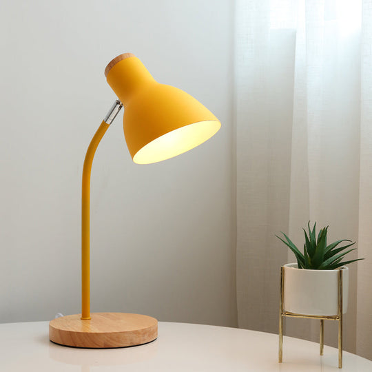 Flare Table Lamp: Macaron Metal 1-Bulb Desk Light in Pink/Yellow with Rotating Node