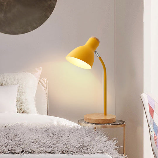 Flare Table Lamp: Macaron Metal 1-Bulb Desk Light in Pink/Yellow with Rotating Node