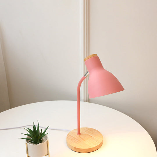 Flare Table Lamp: Macaron Metal 1-Bulb Desk Light in Pink/Yellow with Rotating Node