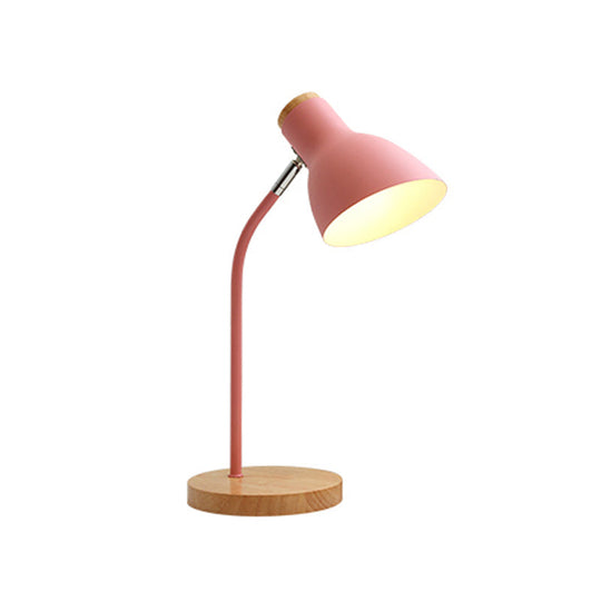 Flare Table Lamp: Macaron Metal 1-Bulb Desk Light in Pink/Yellow with Rotating Node