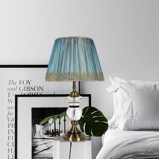 Modern Blue Barrel Fabric Shade Dining Room Table Light with Task Lighting