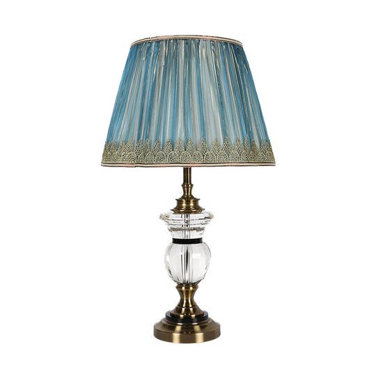 Modern Blue Barrel Fabric Shade Dining Room Table Light with Task Lighting