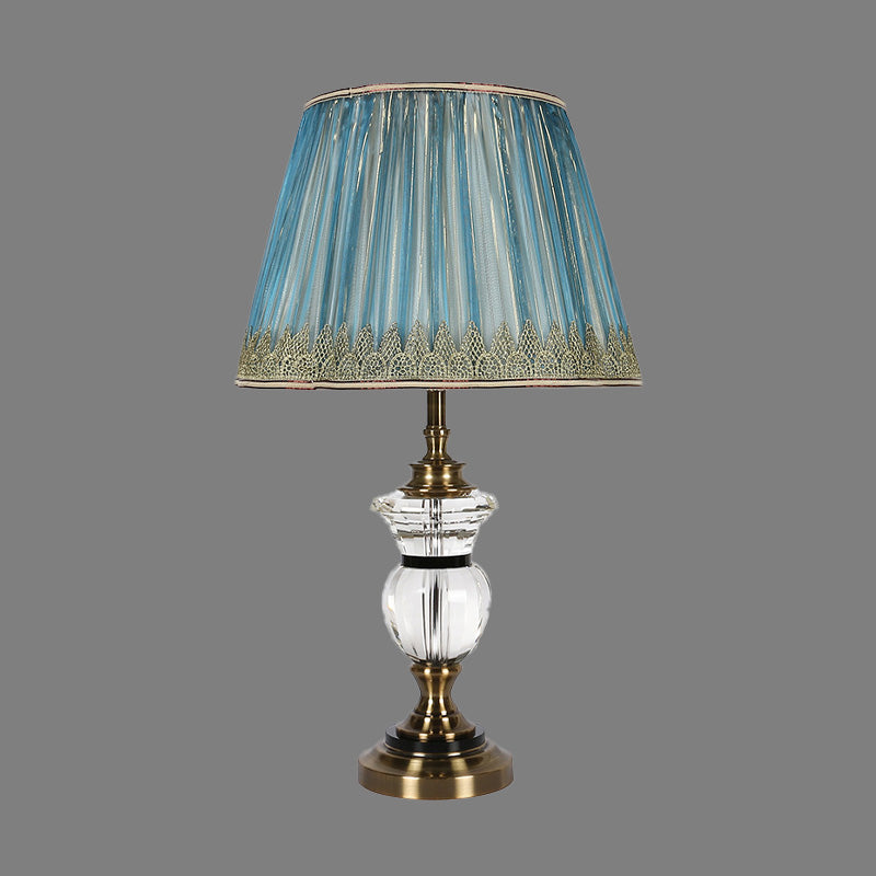 Modern Blue Barrel Fabric Shade Dining Room Table Light with Task Lighting