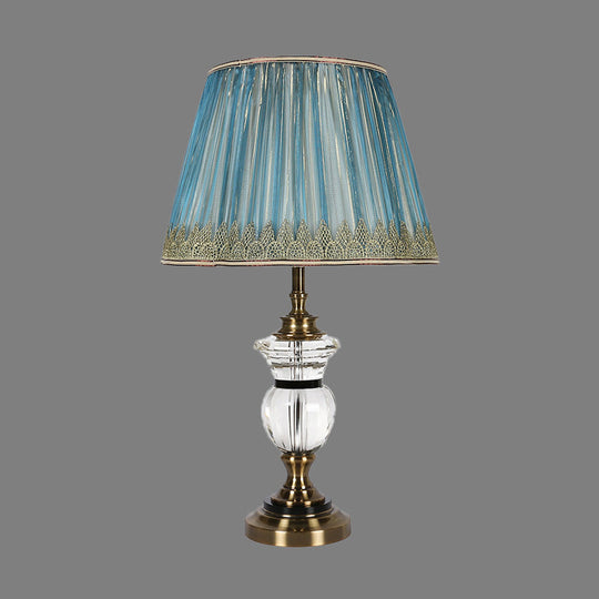 Modern Blue Barrel Fabric Shade Dining Room Table Light with Task Lighting