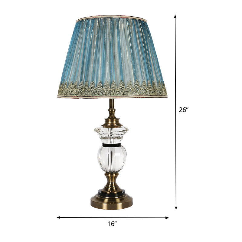 Modern Blue Barrel Fabric Shade Dining Room Table Light with Task Lighting
