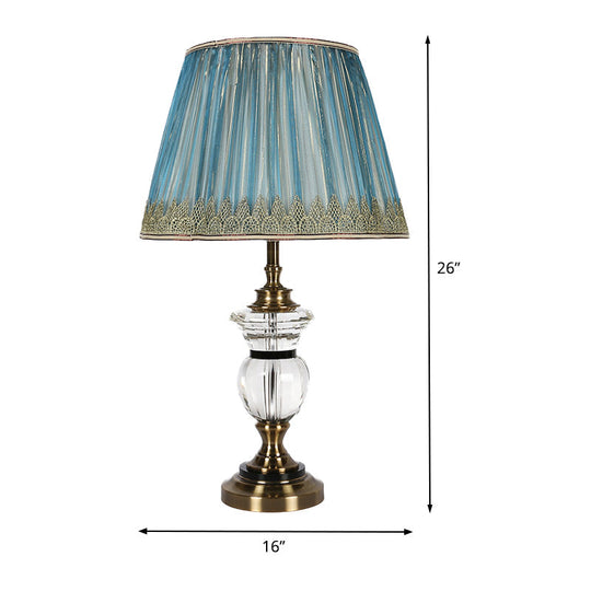Modern Blue Barrel Fabric Shade Dining Room Table Light with Task Lighting