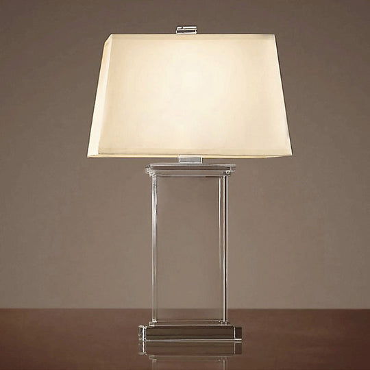 Contemporary Clear Crystal Task Light - Rectangular 18"/22" Wide Desk Lamp with White Bulb