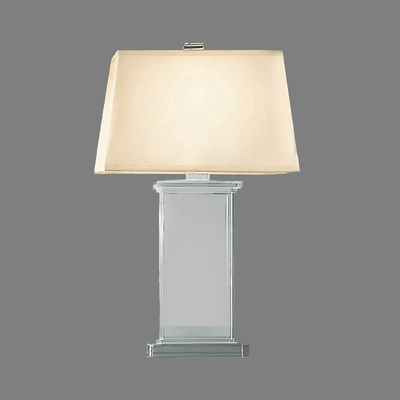 Contemporary Clear Crystal Task Light - Rectangular 18"/22" Wide Desk Lamp with White Bulb