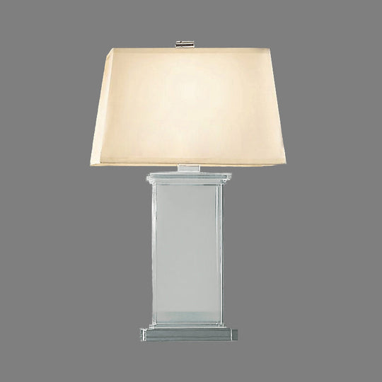 Contemporary Clear Crystal Task Light - Rectangular 18"/22" Wide Desk Lamp with White Bulb