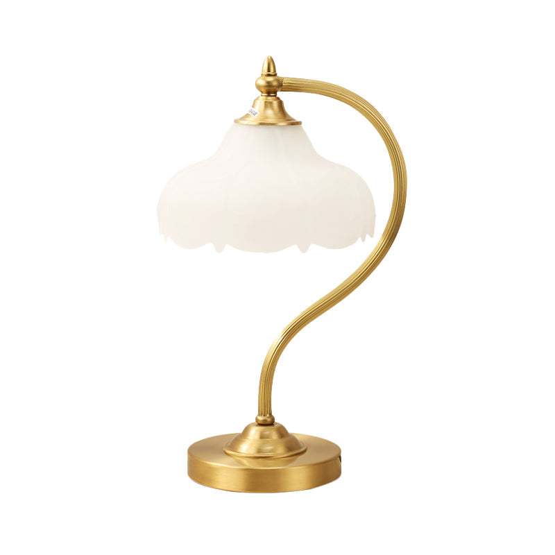 Modern Brass Metal Table Lamp with Opal Glass Shade - Perfect for Living Room Lighting