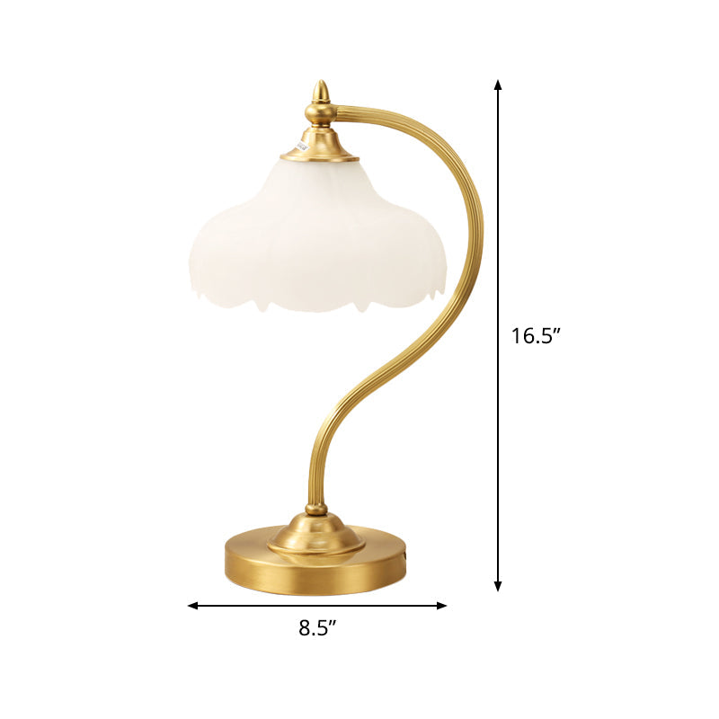 Modern Brass Metal Table Lamp with Opal Glass Shade - Perfect for Living Room Lighting