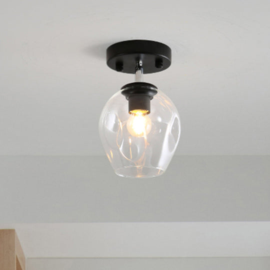 Modern Black/Gold Carafe Semi Flush Light - 1 Light, Clear/Amber/Smoke Gray Glass Shade