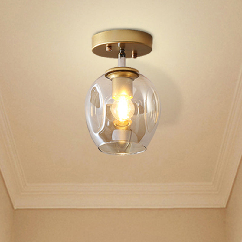 Modern Black/Gold Carafe Semi Flush Light - 1 Light, Clear/Amber/Smoke Gray Glass Shade