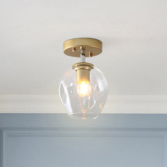 Modern Black/Gold Carafe Semi Flush Light - 1 Light, Clear/Amber/Smoke Gray Glass Shade