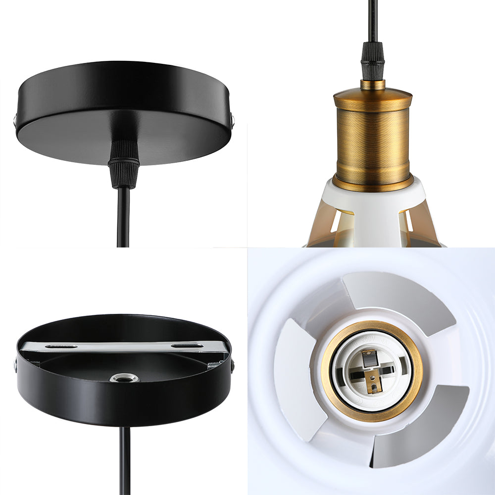 Dining Room Ceiling Light Fixture: 10.5"/12"/15" W 1-Light Hanging Light with Barn Shade - Farmhouse Style in Black/White/White Inner