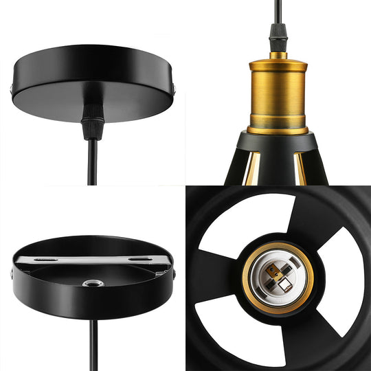 Dining Room Ceiling Light Fixture: 10.5"/12"/15" W 1-Light Hanging Light with Barn Shade - Farmhouse Style in Black/White/White Inner